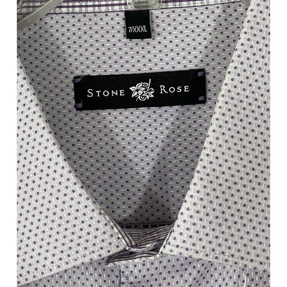Stone Rose Shirt Men’s 7/XXXL Dress Button Front Flip Cuff Print Lavender Dot - Picture 4 of 7